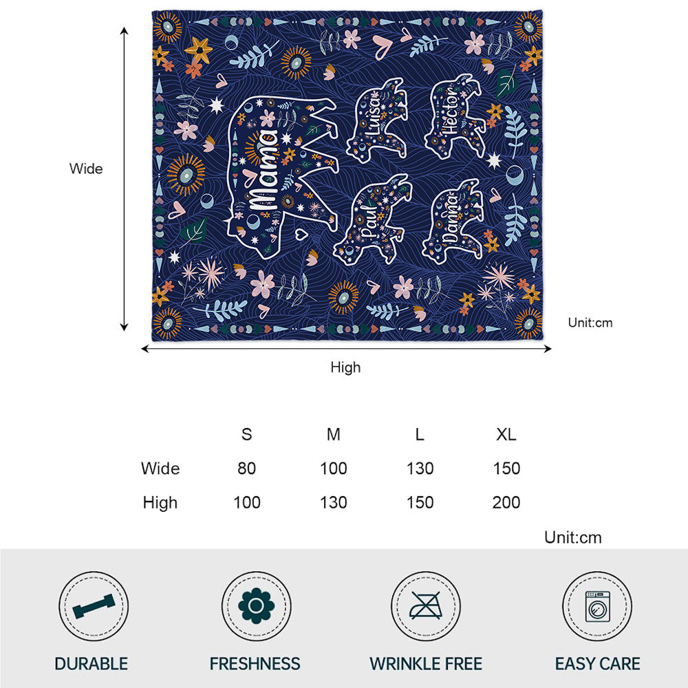 Mama Bär Blumenmuster - Personalisierte Mutterdecke