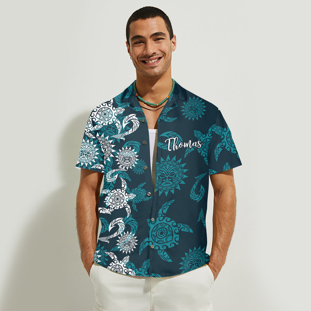 Wunderschönes Stammes-Schildkröten-Shirt – personalisiertes Hawaiihemd mit Schildkrötenmotiv