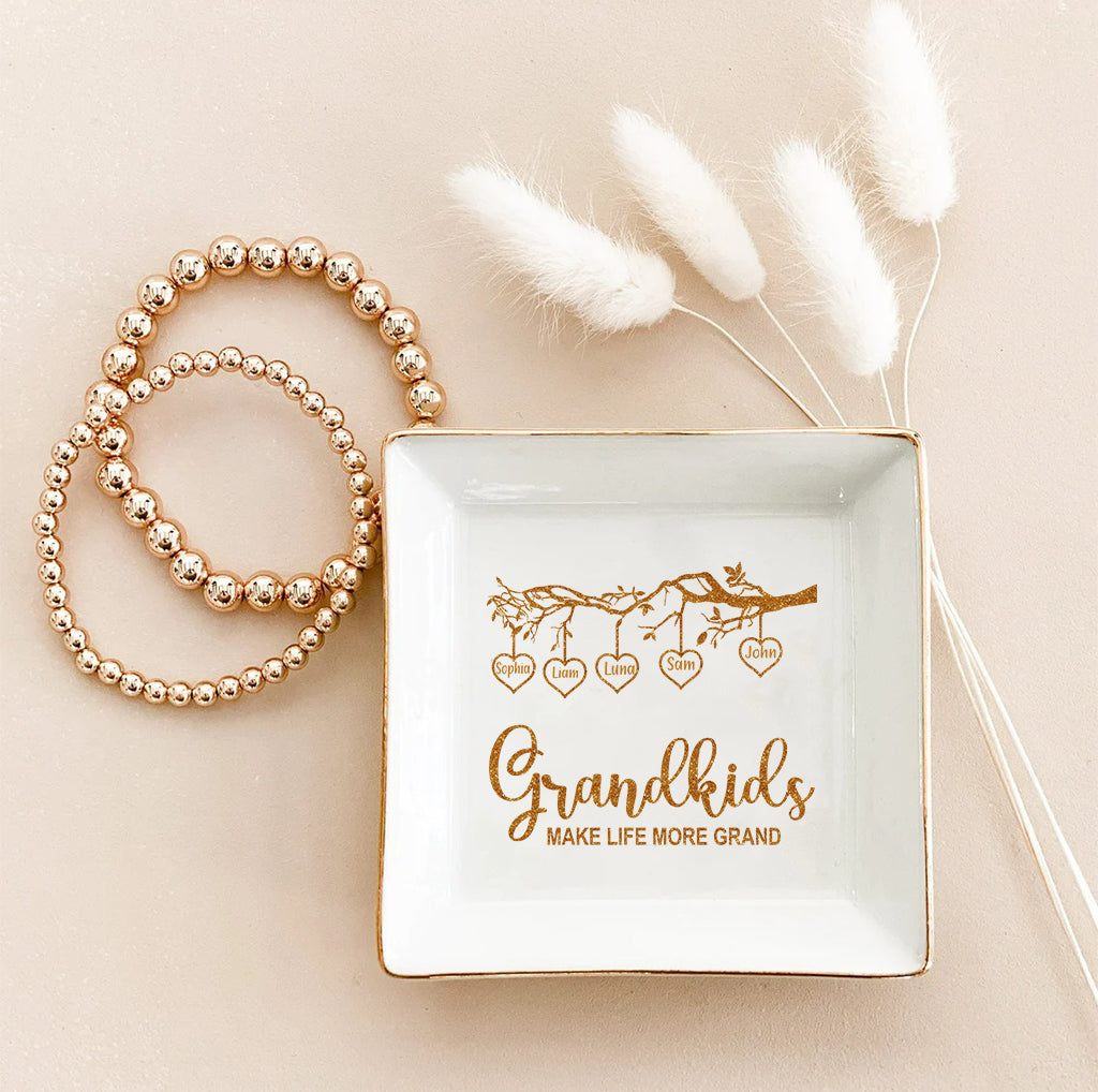 Grandkids Make Life More Grand - Personalized Grandma Jewelry Dish