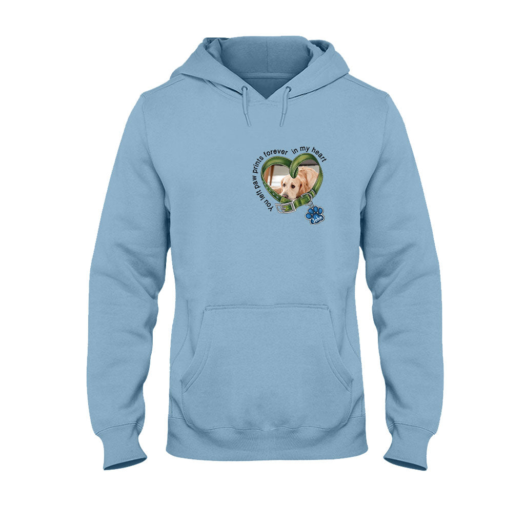 Du hast für immer Pfotenabdrücke in meinem Herzen hinterlassen – personalisiertes Hunde-T-Shirt und Hoodie