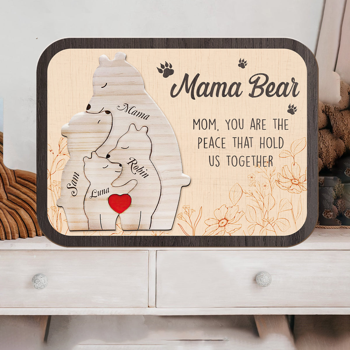 Mama, du bist das, was uns zusammenhält – Personalisiertes Puzzle mit dem Namen Mama