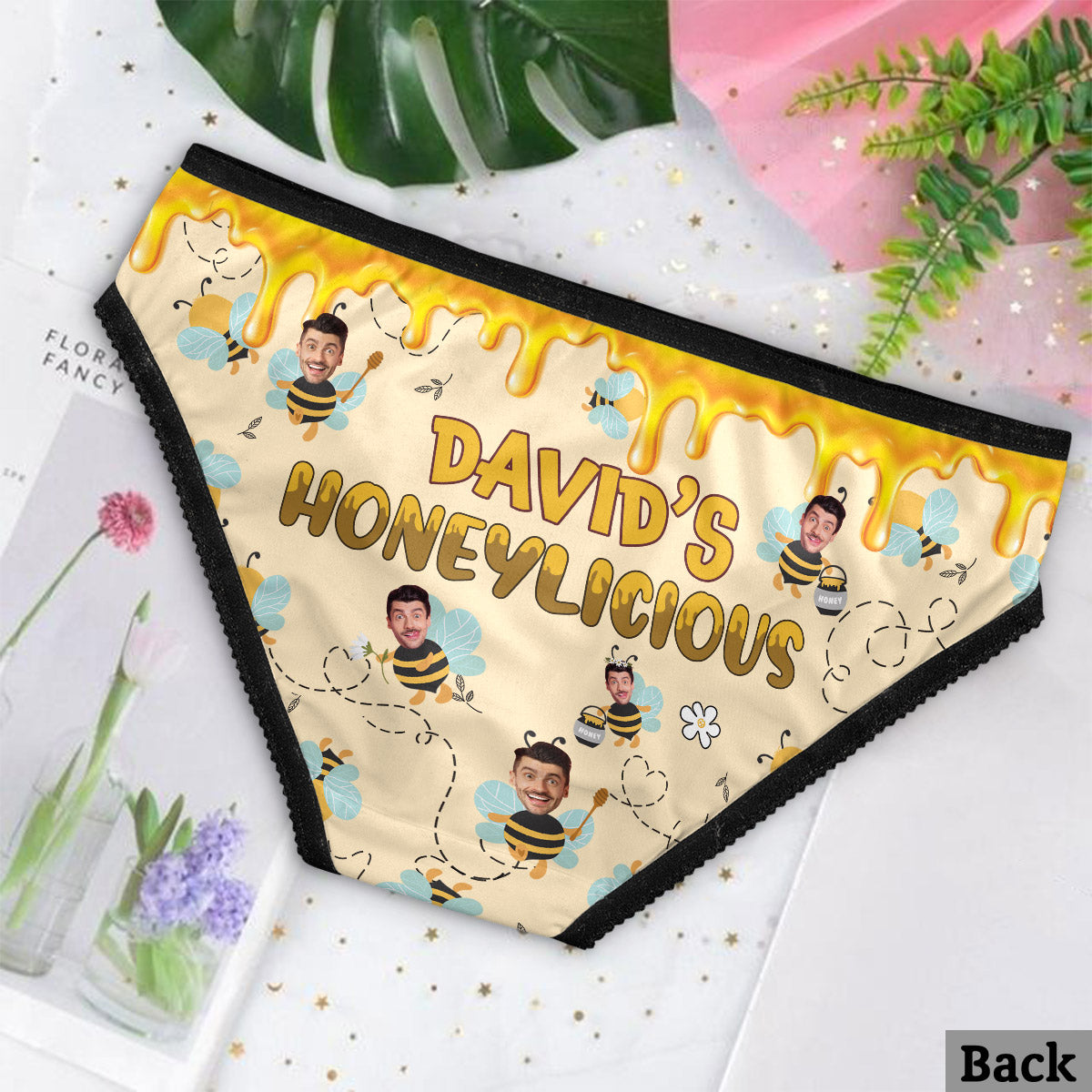 My Honeylicious – Personalisierte Damen-Slips mit Spitzenbordüre für Paare