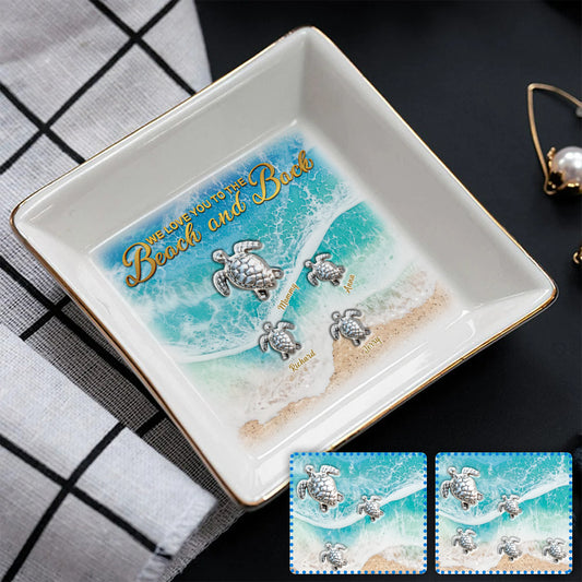 We Love You To The Beach And Back - Personalized Turtle Jewelry Dish