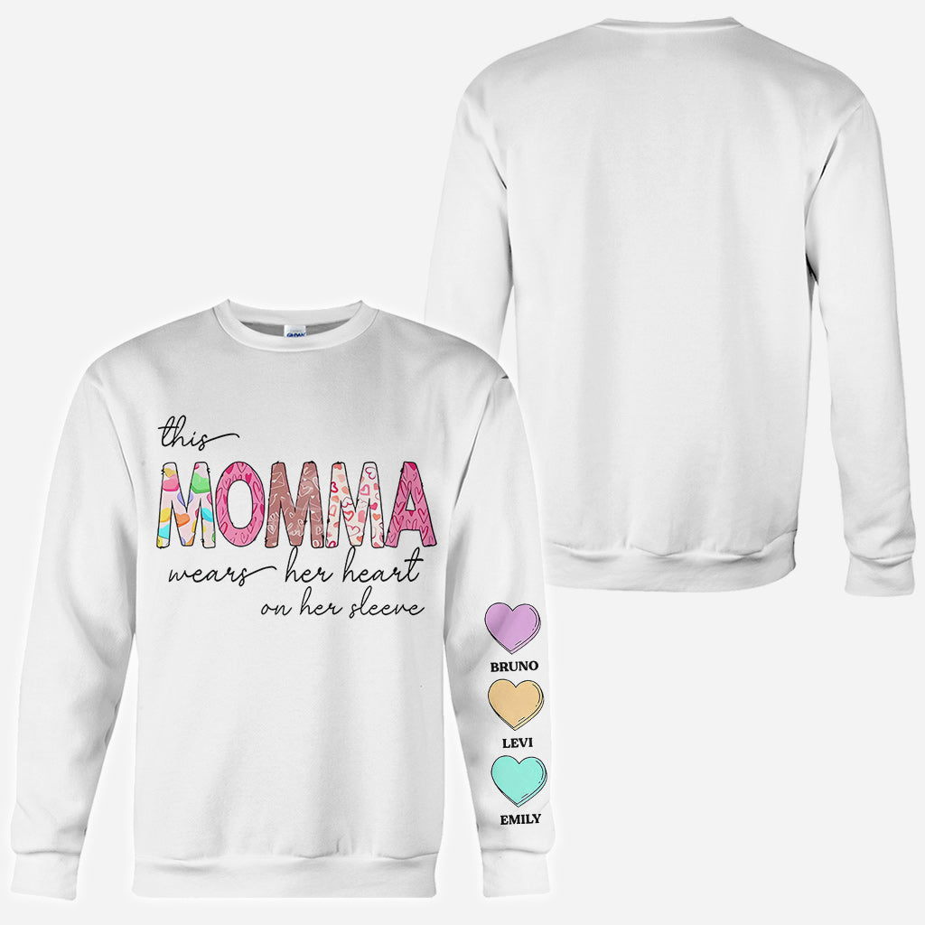 This Grandma Wears Her Heart On Her Sleeve - Personalized Grandma All Over Shirt