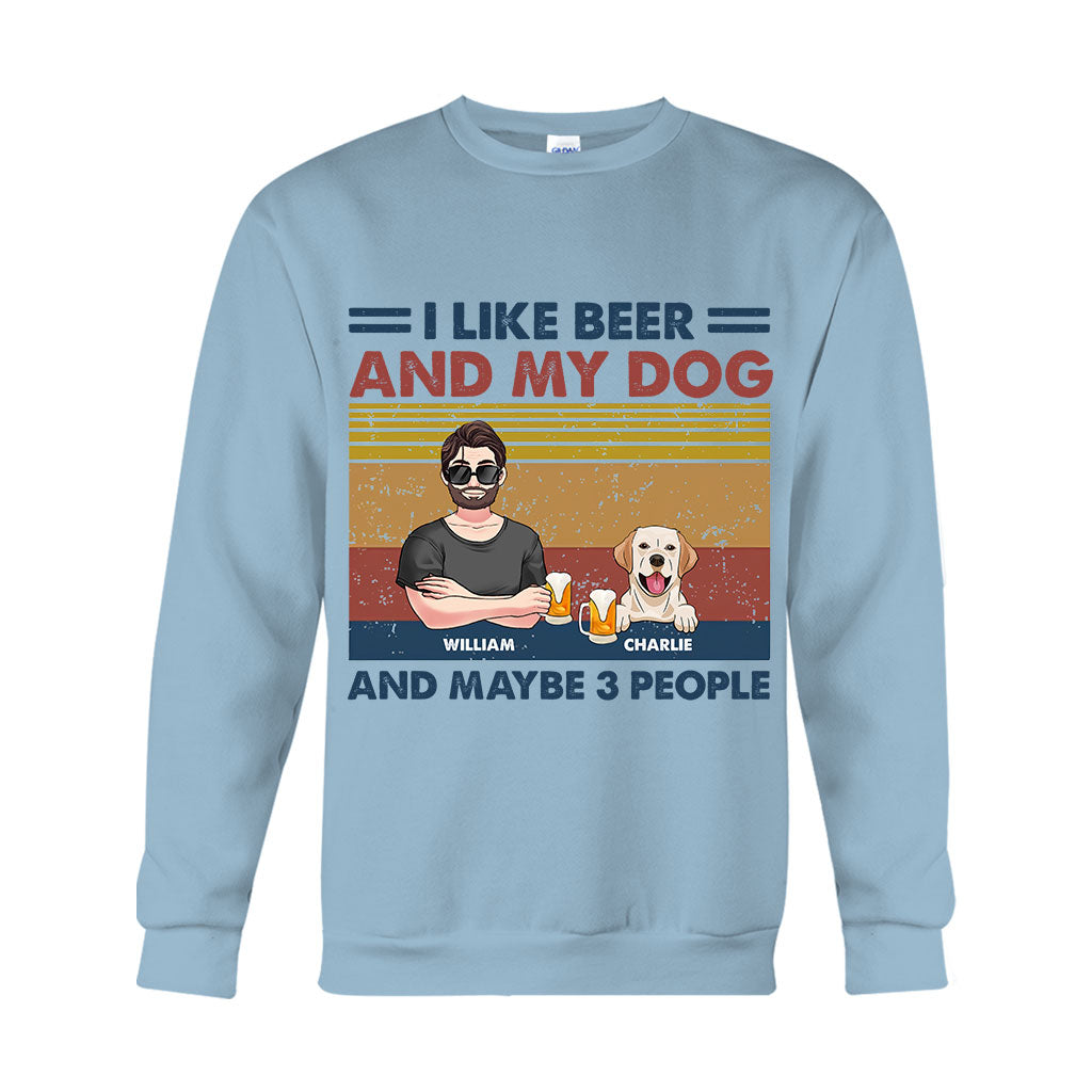 Ich mag Bier und meine Hunde – personalisiertes Hunde-T-Shirt und Hoodie
