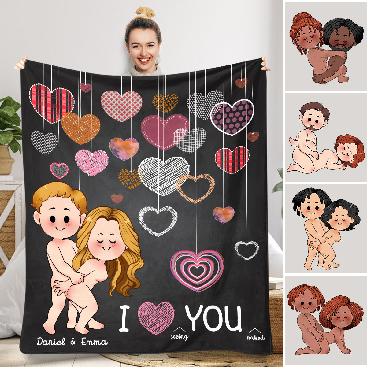 Ich liebe es, dich nackt zu sehen – personalisierte Pärchendecke