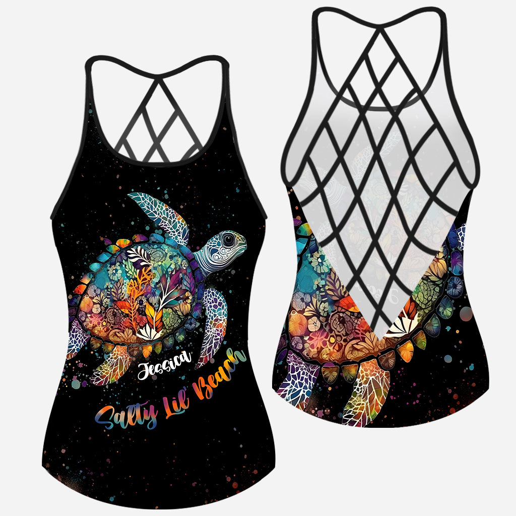 Salty Lil Beach - Personalisiertes Tanktop mit Schildkrötenkreuz