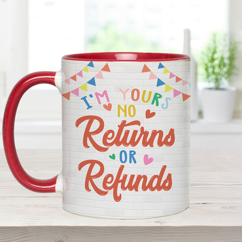 Ich gehöre dir – Keine Rückgabe oder Rückerstattung – Personalisierte Tasse für Paare