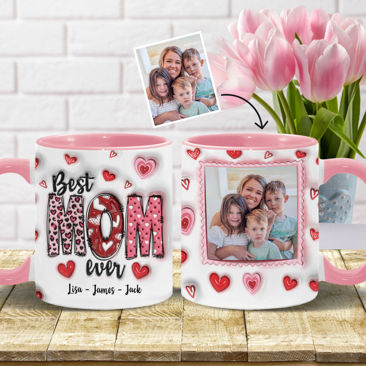Beste Mama aller Zeiten - Personalisierte Tasse mit Muttermotiv