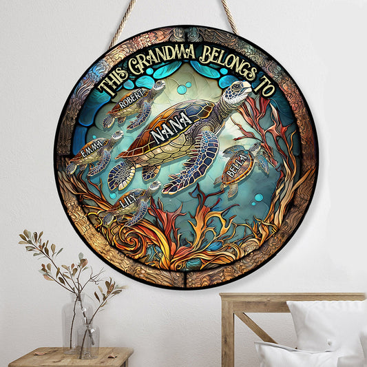 This Grandma/Momma Belongs To - Personalized Grandma Round Wood Sign