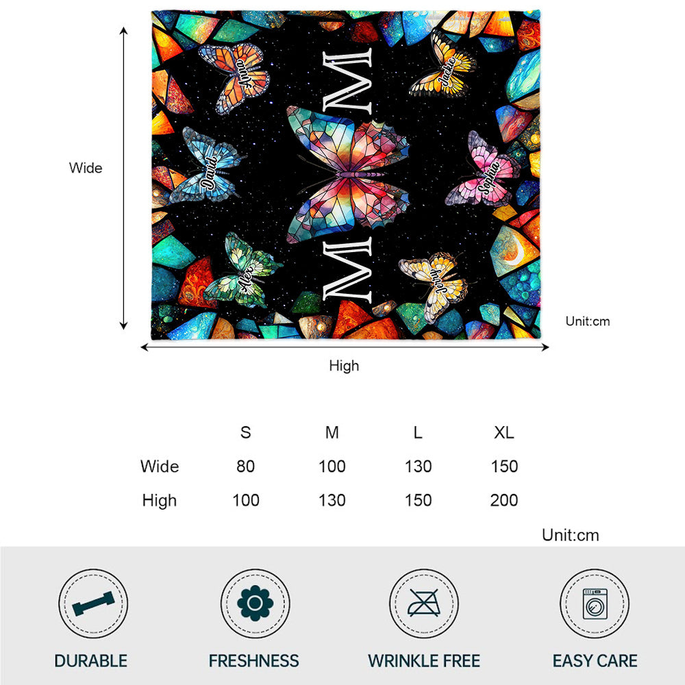Bunte Schmetterlings-Mama-Decke aus Buntglas - Personalisierte Mama-Decke
