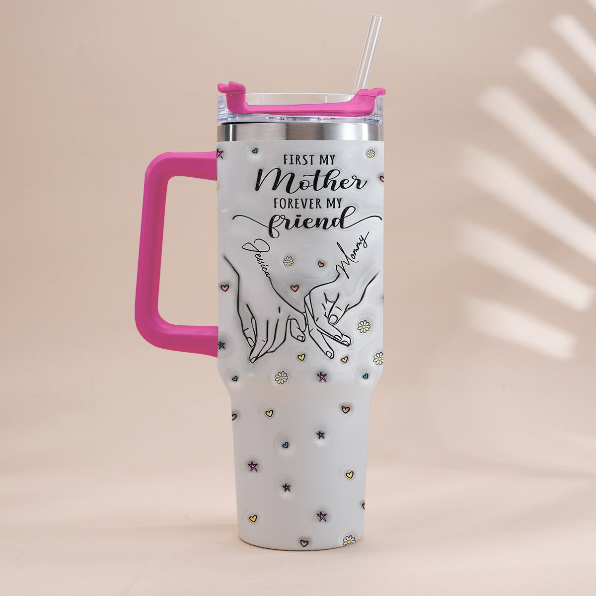 Erst meine Mama, für immer meine Freundin – personalisierter Mutter-Trinkbecher mit Henkel