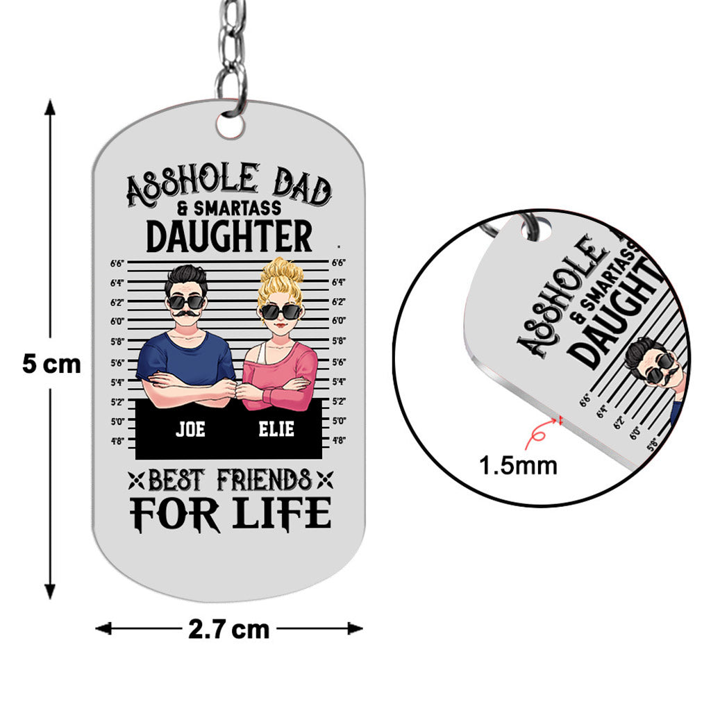 Dad/Mom And Smartass Daughter/Son - Personalized Father Stainless Steel Keychain