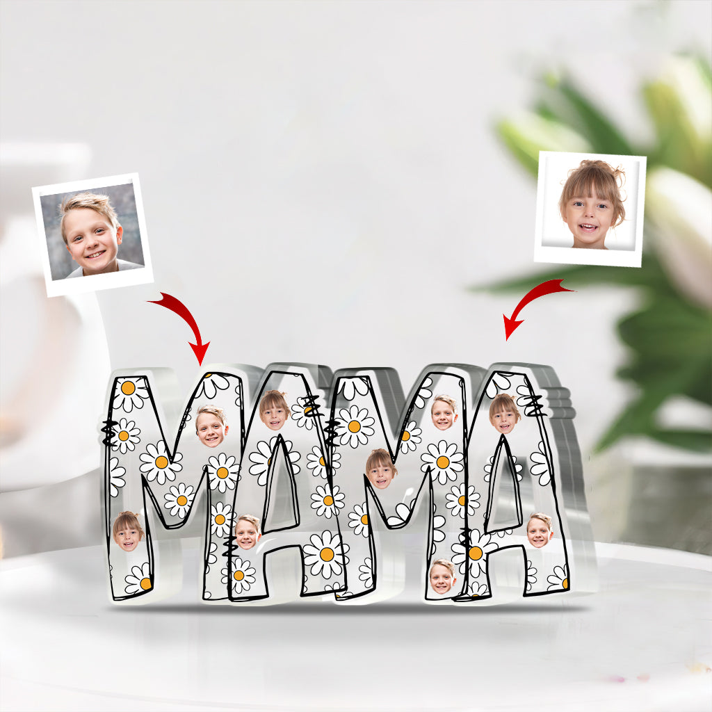 Mama Est. Photo Face Custom Daisy - Personalized Mother Custom Shaped Acrylic Plaque