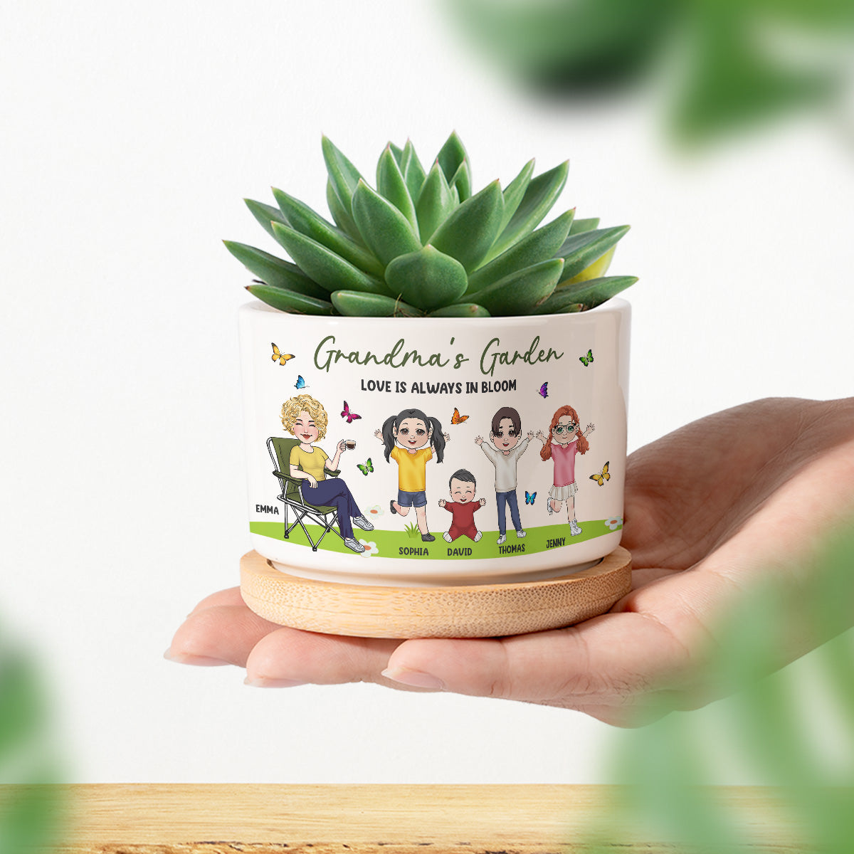 Omas Garten – Personalisierter Keramik-Blumentopf für Oma
