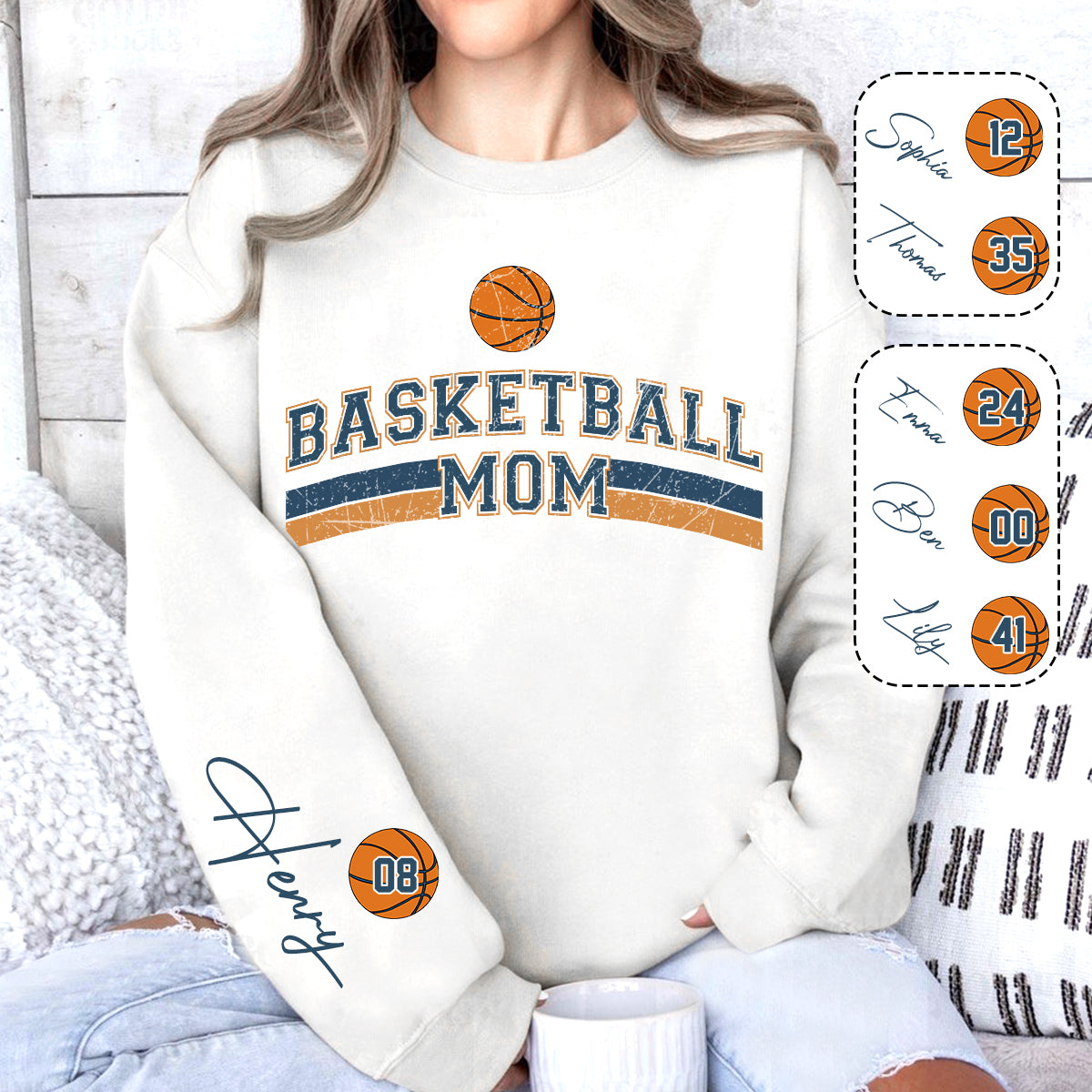 Basketball Mom With Any Kid Name & Number - Personalized Basketball All Over Shirt