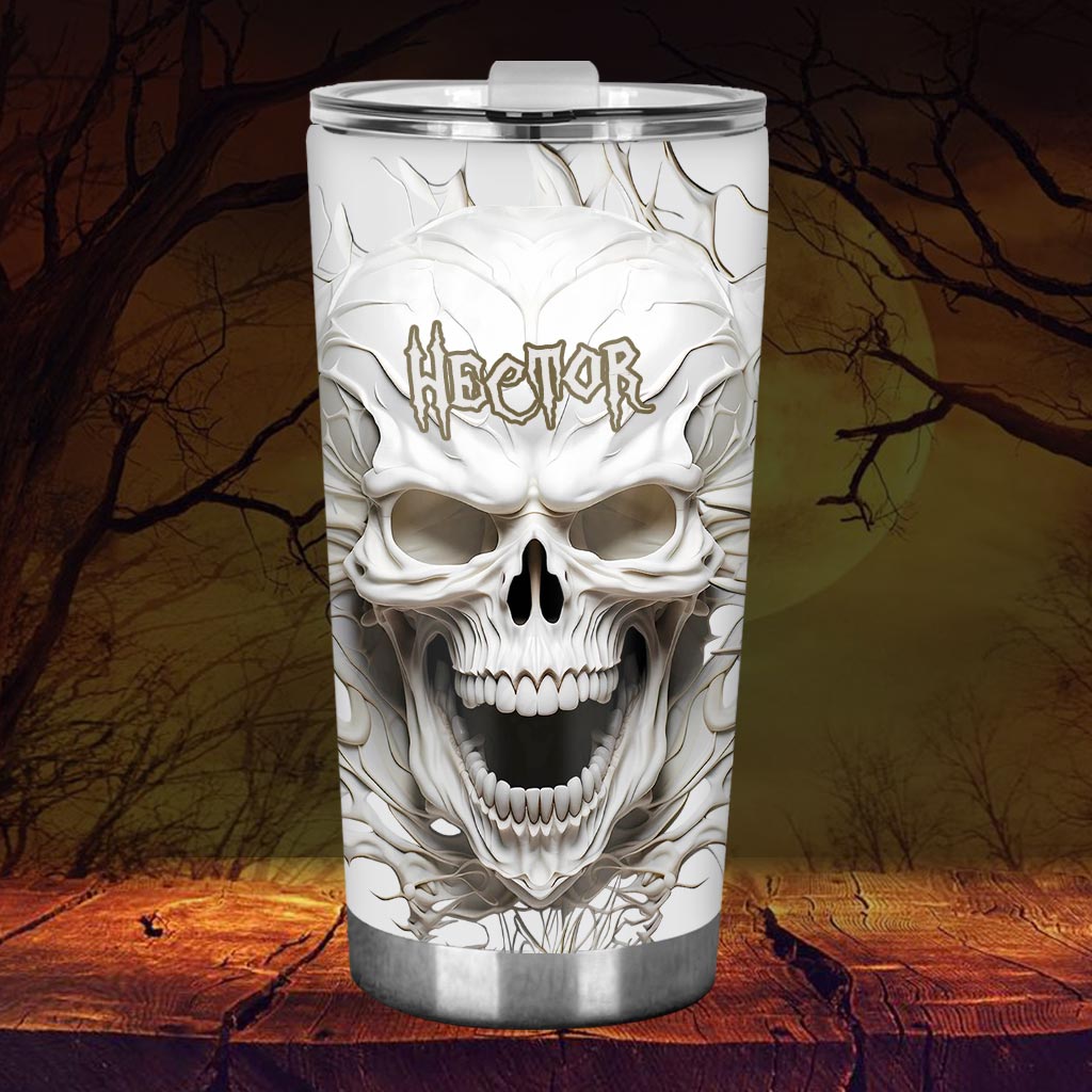 Weißer Totenkopf – Personalisierter Totenkopf-Trinkbecher
