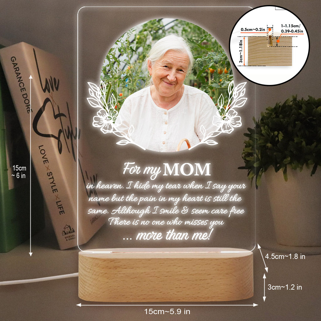 Für meinen Titel im Himmel verberge ich meine Tränen, wenn ich deinen Namen nenne – personalisierte, mutterförmige Gedenktafel mit Leuchtfuß