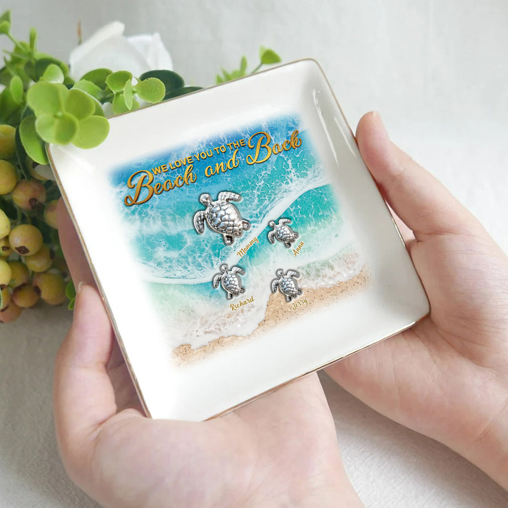 Wir lieben dich bis zum Strand und zurück – personalisierte Schildkröten-Schmuckschale