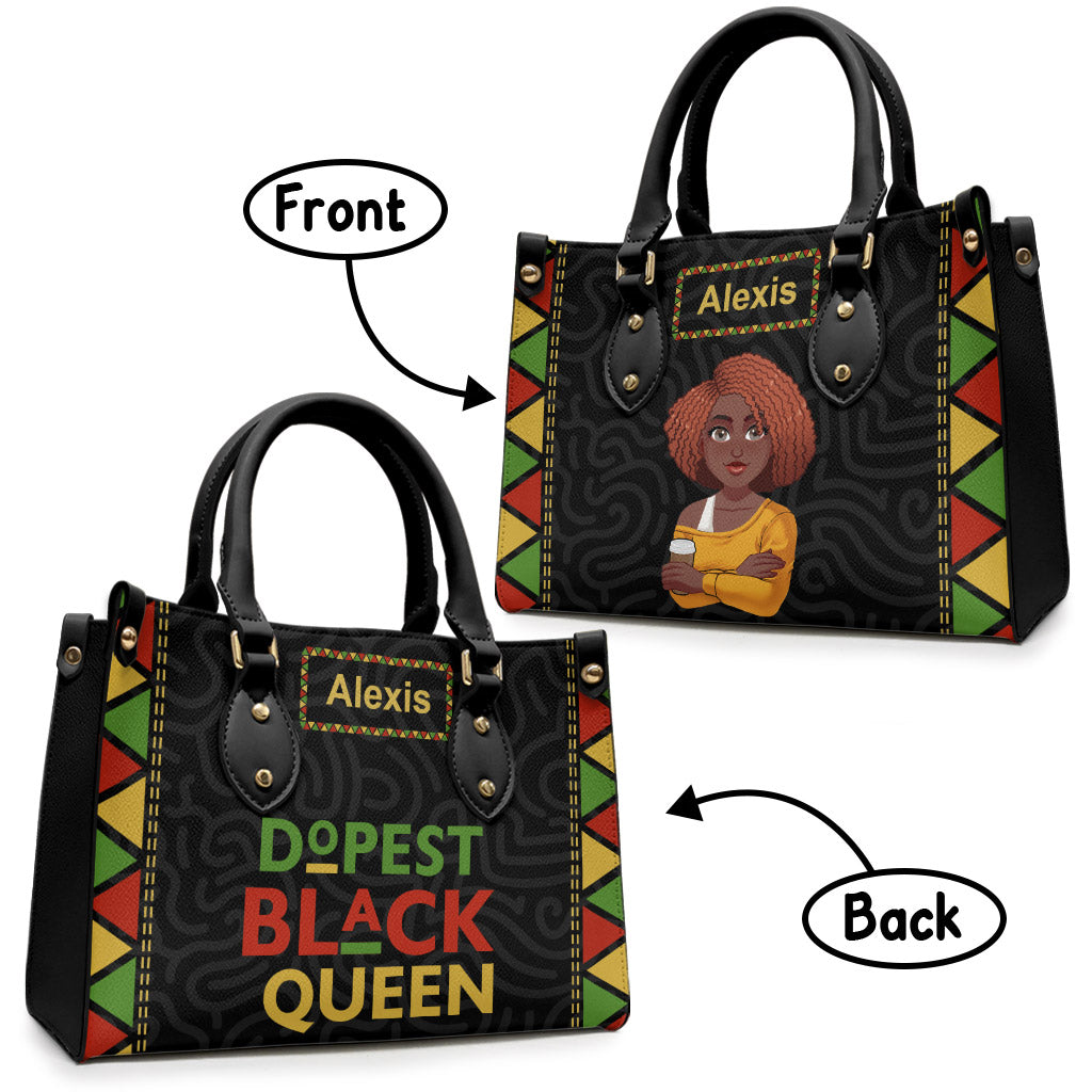 Dope Black Queen - Personalized African American Leather Handbag