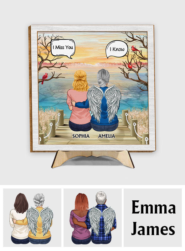 Ich vermisse dich, ich weiß – personalisiertes Gedenkschild aus zweilagigem Holz / Holzplakette