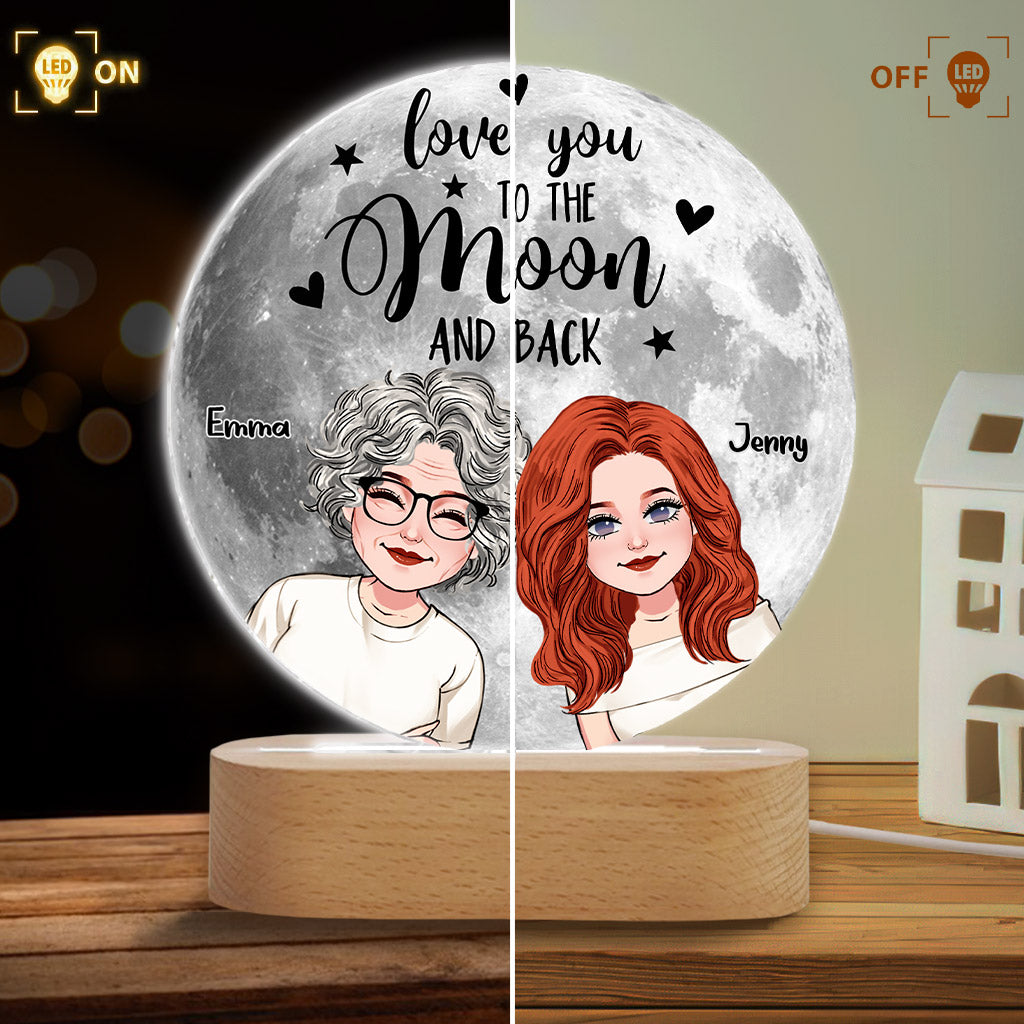 Ich liebe dich bis zum Mond und zurück – Personalisierte, mutterförmige Plakettenleuchte