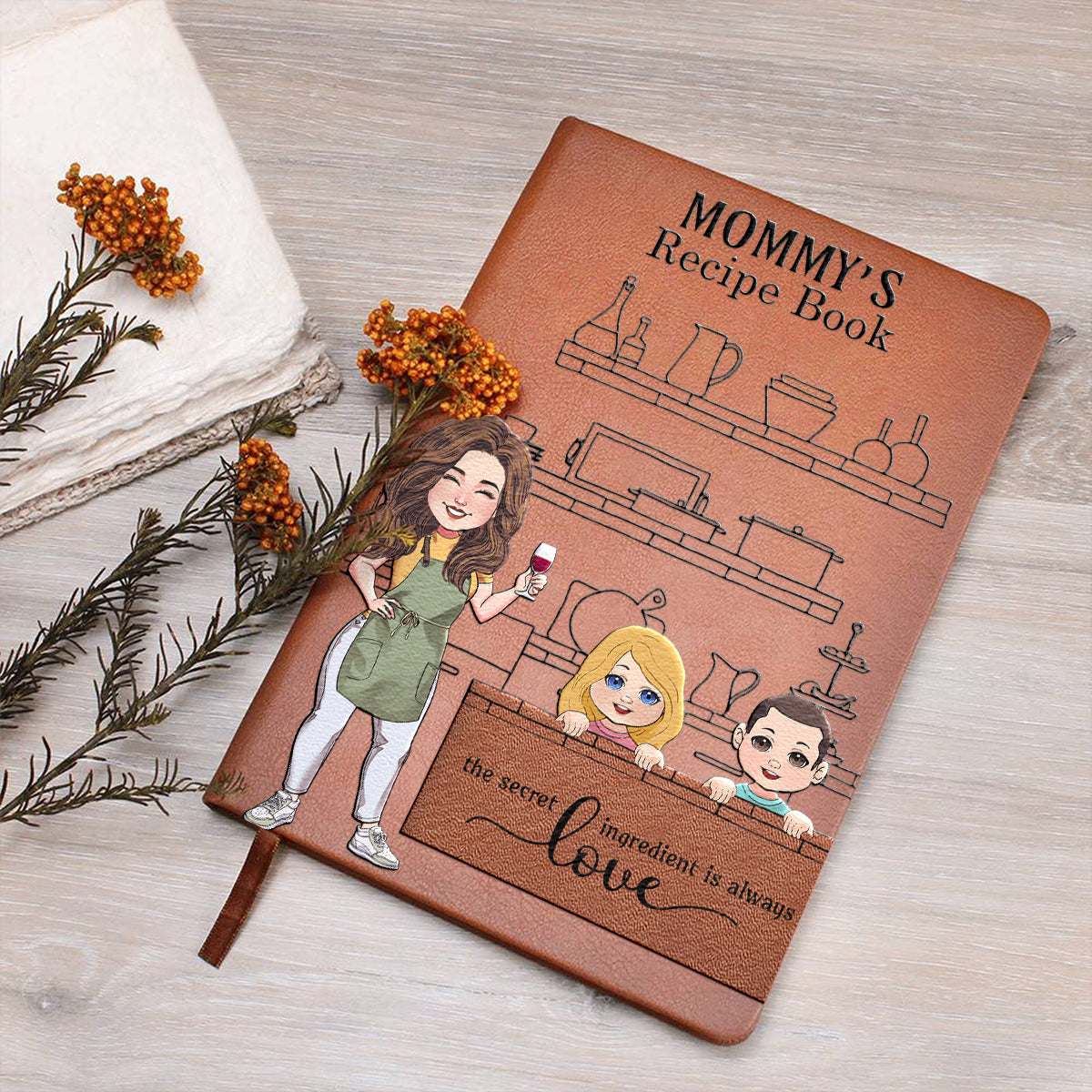 Mamas/Omas/Alice's... Rezeptbuch – personalisiertes Mutter-Lederjournal