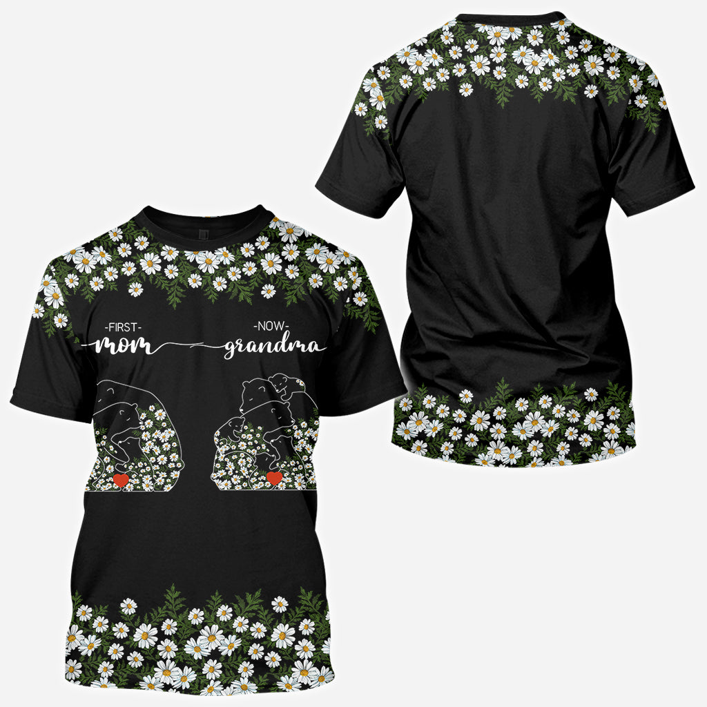 First Mom Now Grandma Bear Daisy - Personalized Grandma All Over Shirt