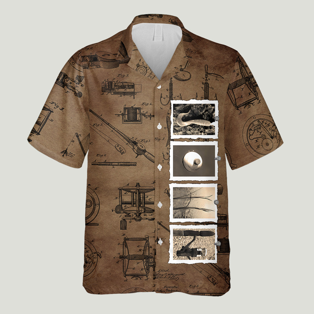Vintage-Angelhemd mit individuellem Namen - Personalisiertes Hawaiihemd für Angler