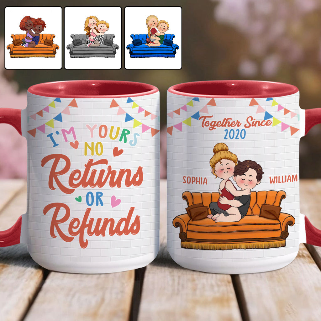 Ich gehöre dir – Keine Rückgabe oder Rückerstattung – Personalisierte Tasse für Paare