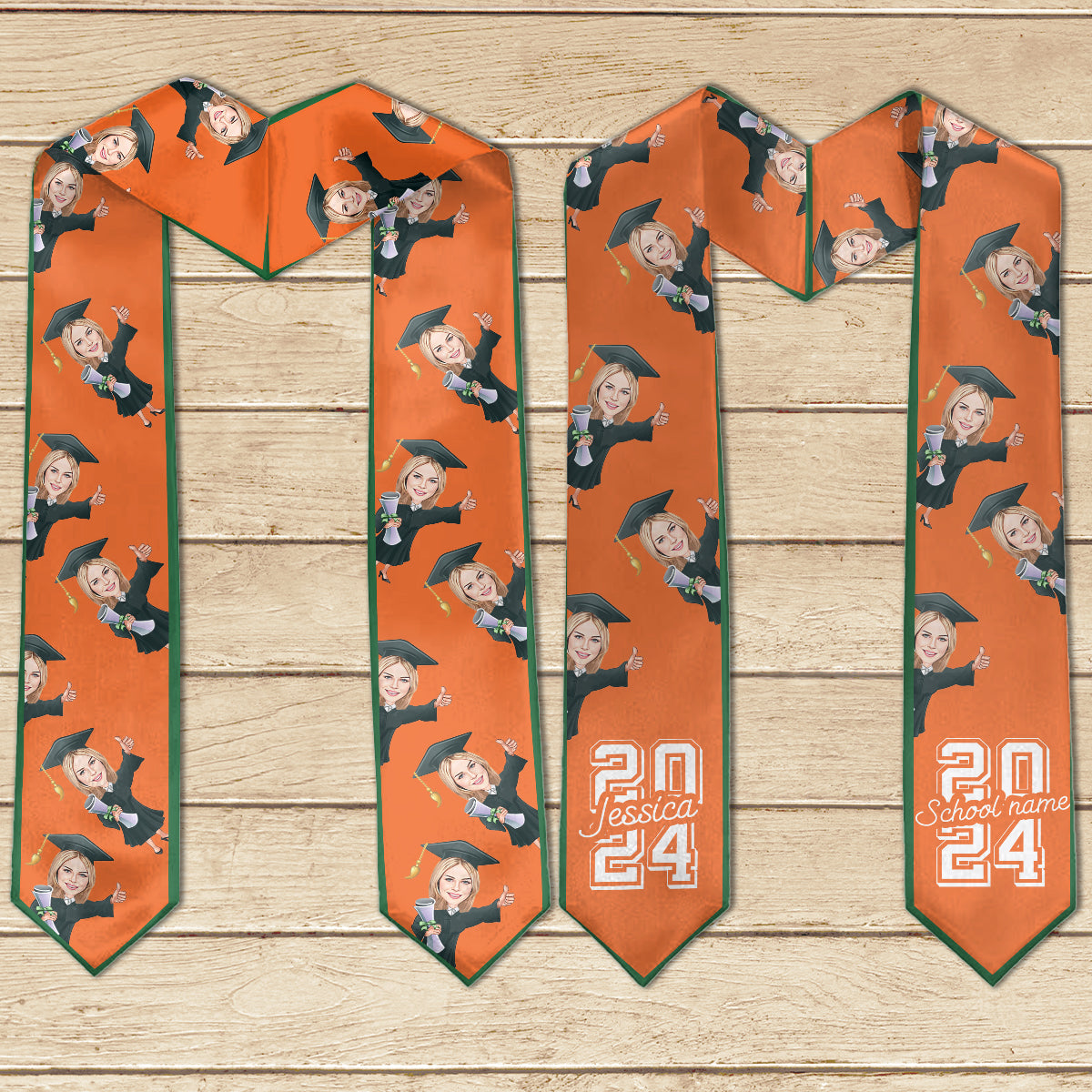 Lustige Karikaturfigur – Personalisierte Abschlussstola