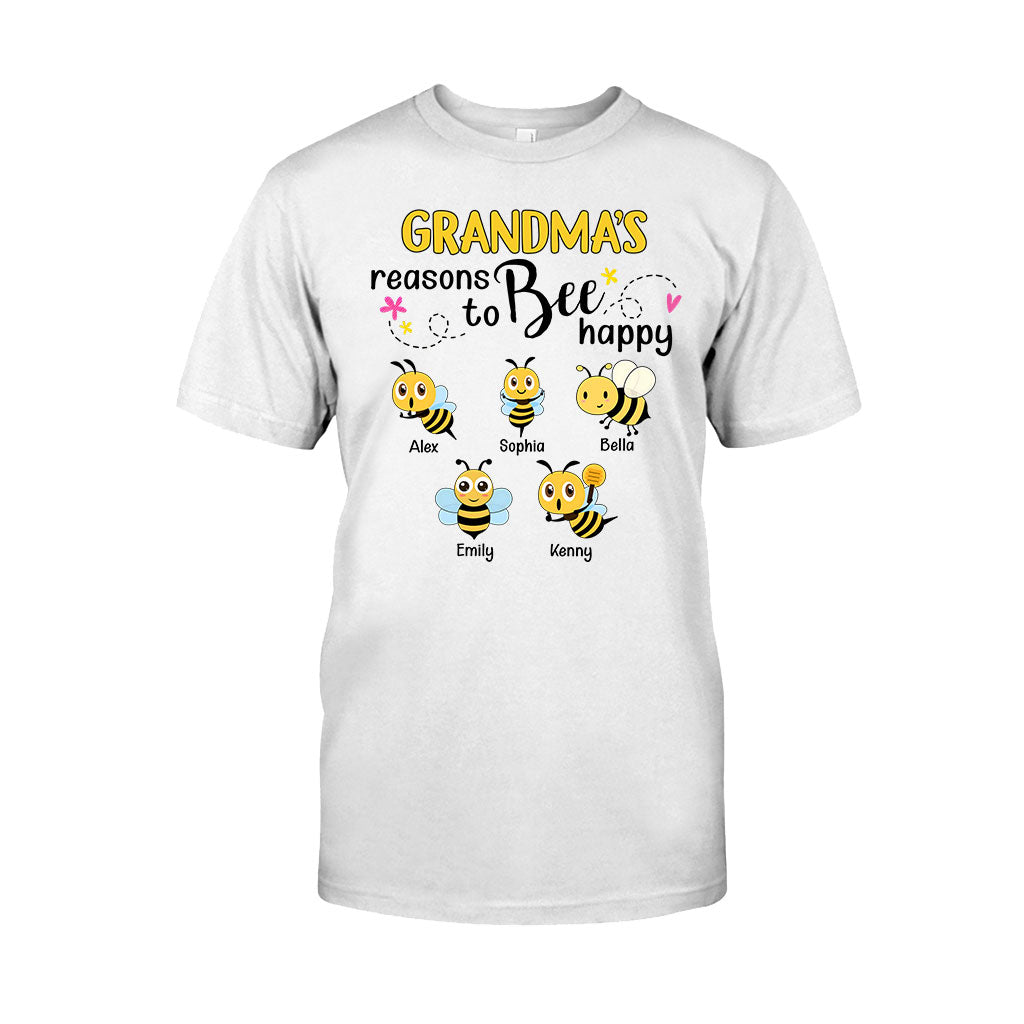 Grandma's Reasons To Bee Happy - Personalized Bee T-shirt And Hoodie