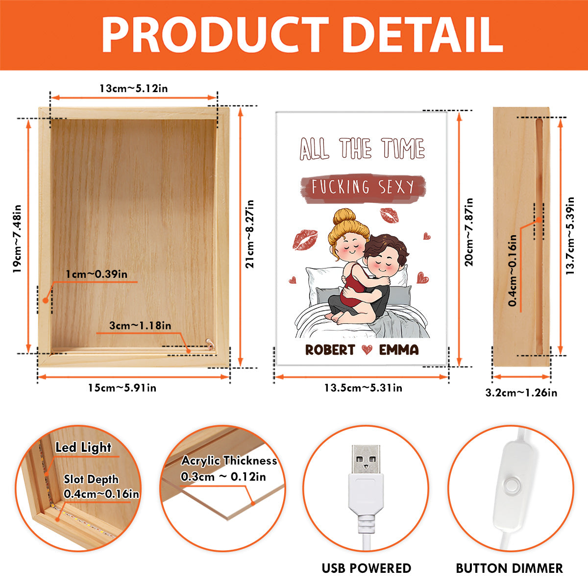 I Love You - Personalized Couple Picture Frame Light Box