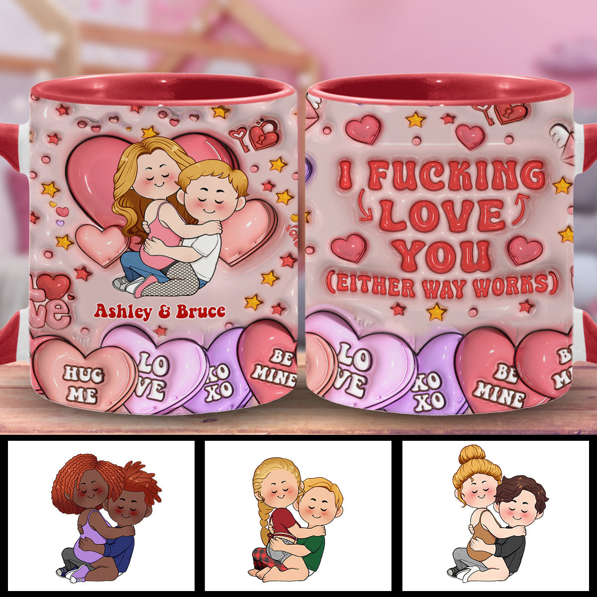 Ich liebe dich – Personalisierte Tasse für Paare