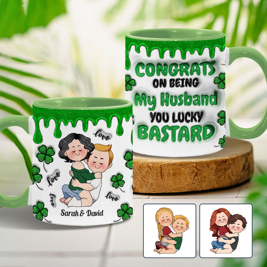 Glückwunsch, dass du mein Ehemann bist – personalisierte Tasse mit Ehepaar-Akzenten