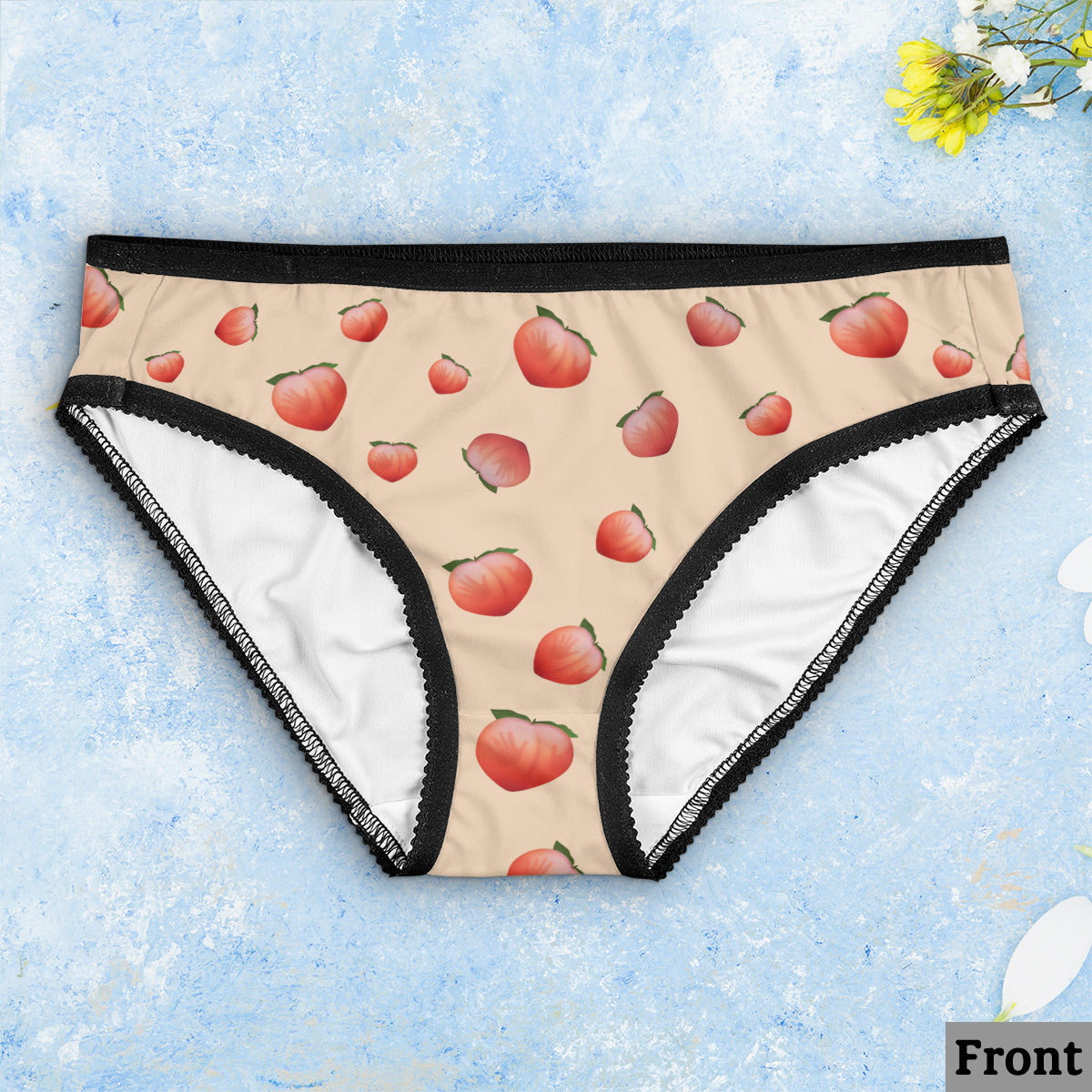 Immer in Bewegung - Personalisierte Damen-Slips mit Spitzenbordüre für Paare