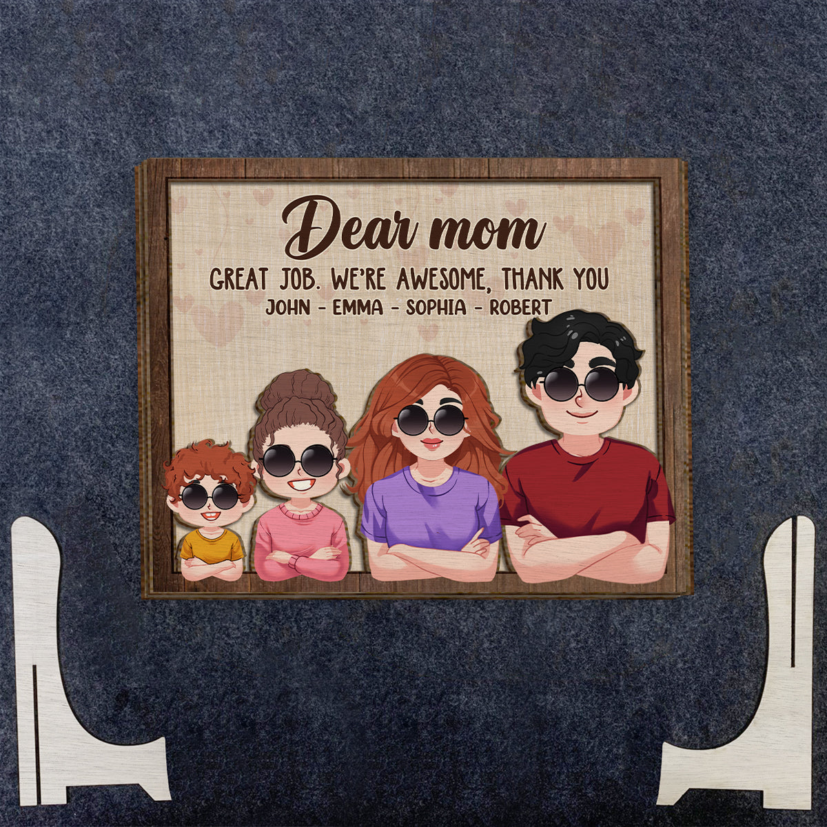 Liebe Mama, lieber Papa, super gemacht! Wir sind spitze! Danke! – Personalisiertes zweilagiges Holzschild für Mütter / Holzplakette