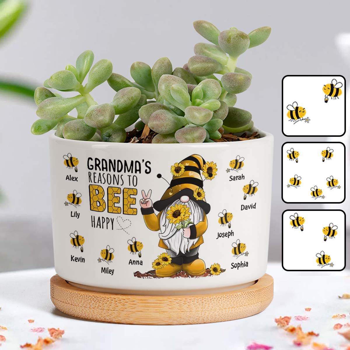 Oma hat Grund zur Freude – personalisierter Keramik-Blumentopf für Oma