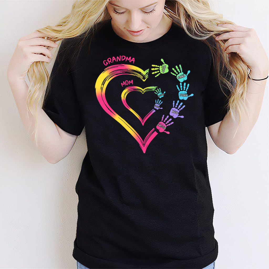 Beliebiger Titel für Mutter und Oma, Doppelherz, bunt - Personalisiertes Oma-T-Shirt und Hoodie