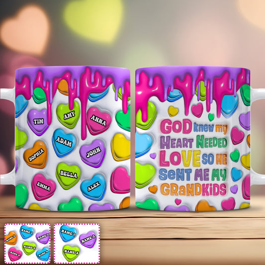 Gott wusste, dass mein Herz Liebe brauchte – personalisierte Oma-Tasse