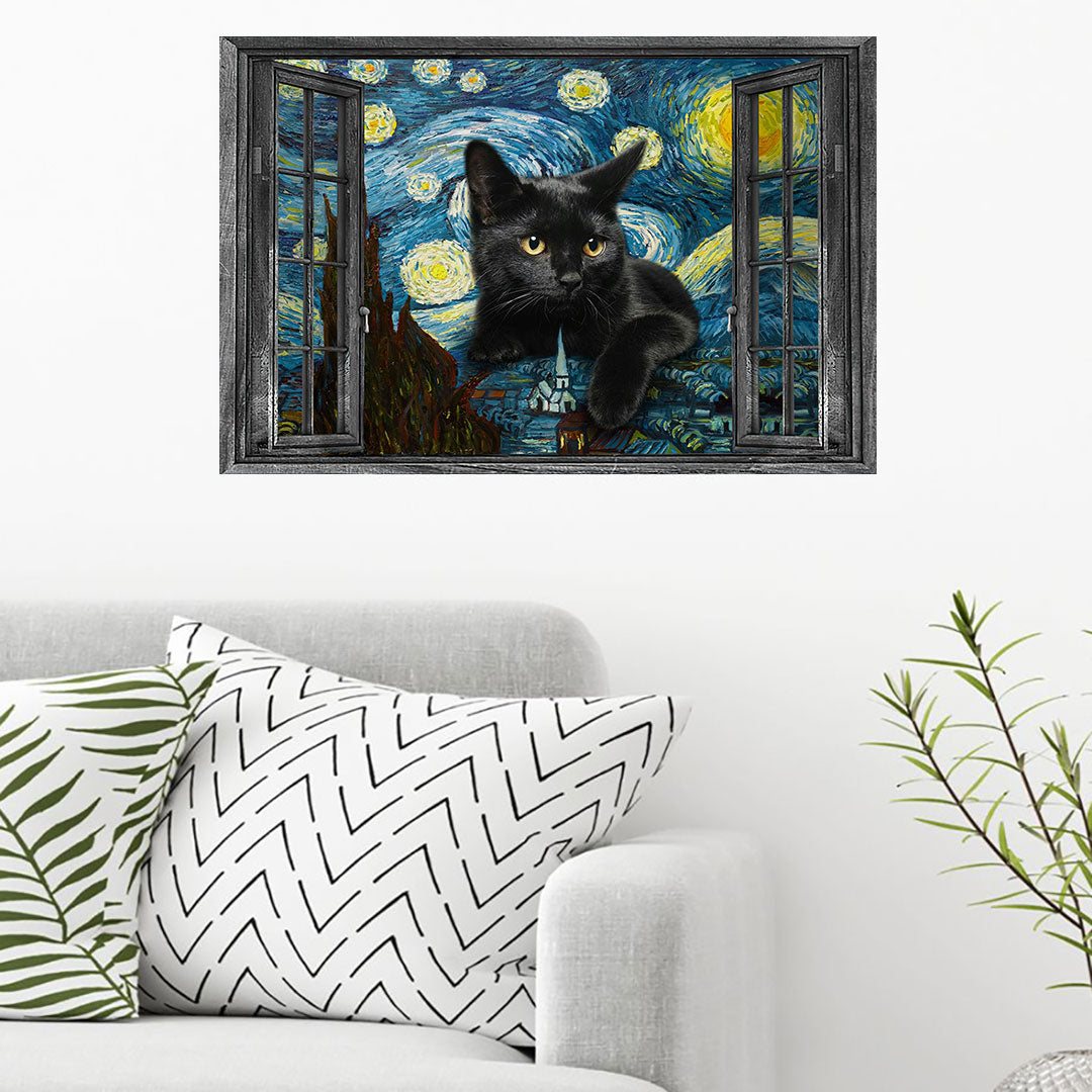 Starry Night - Cat Poster
