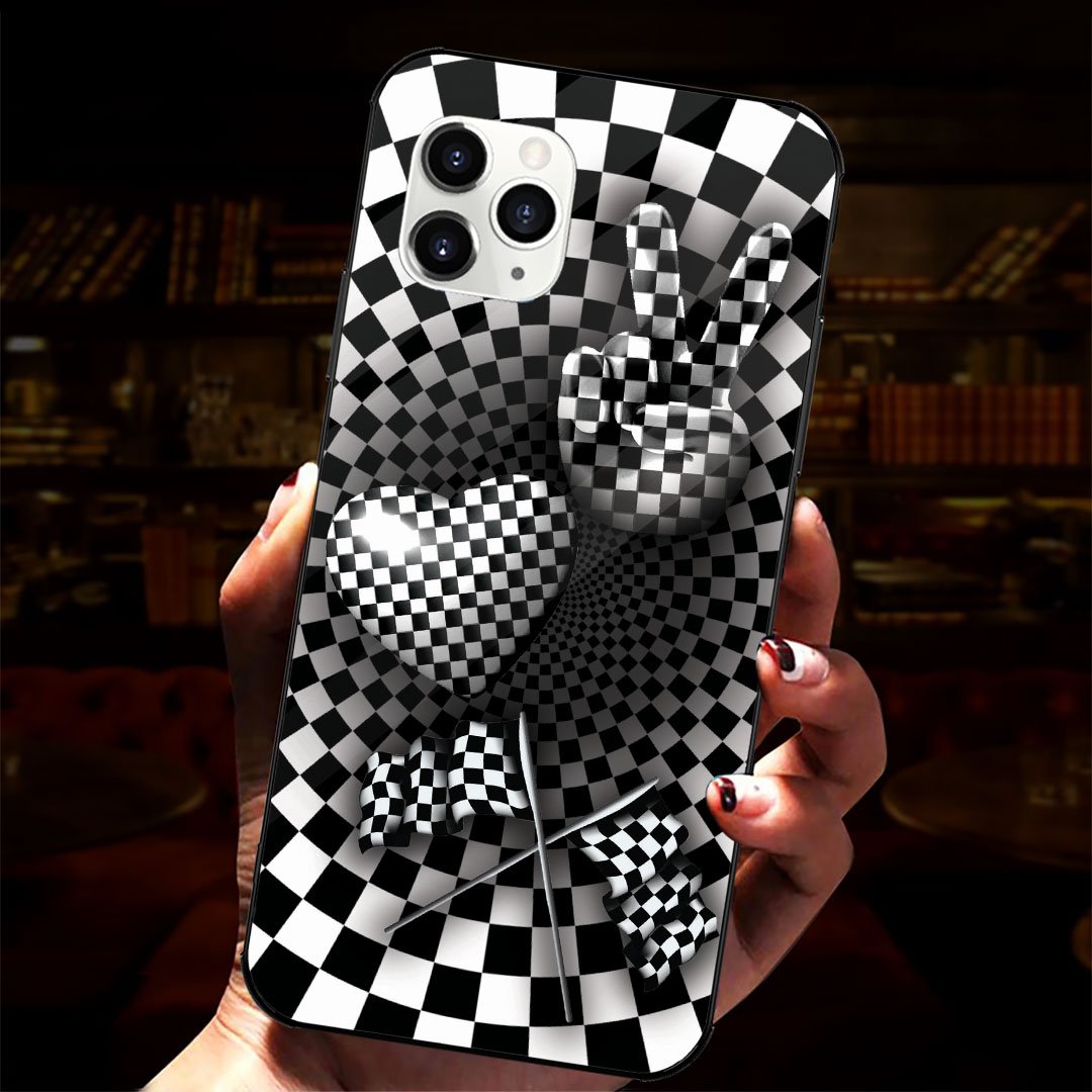 Handyhülle „Frieden, Liebe, Rennsport“