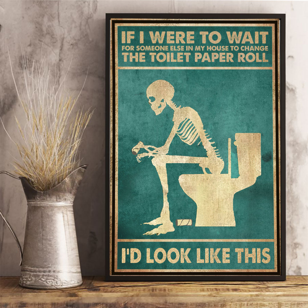 Toilettenpapierrolle wechseln – Totenkopf-Poster