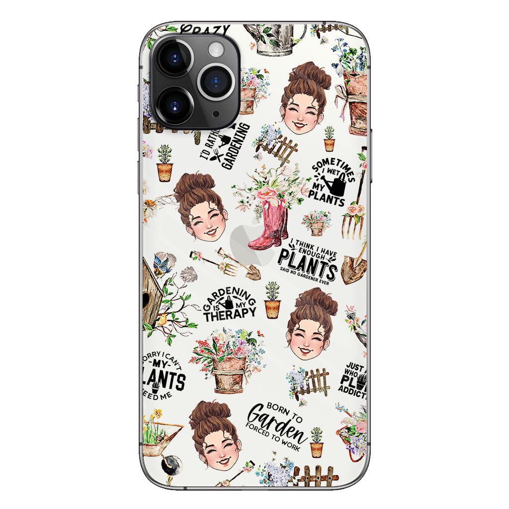 Ich gärtnere seit meiner Geburt – Personalisierte transparente Handyhülle mit Gartenmotiv