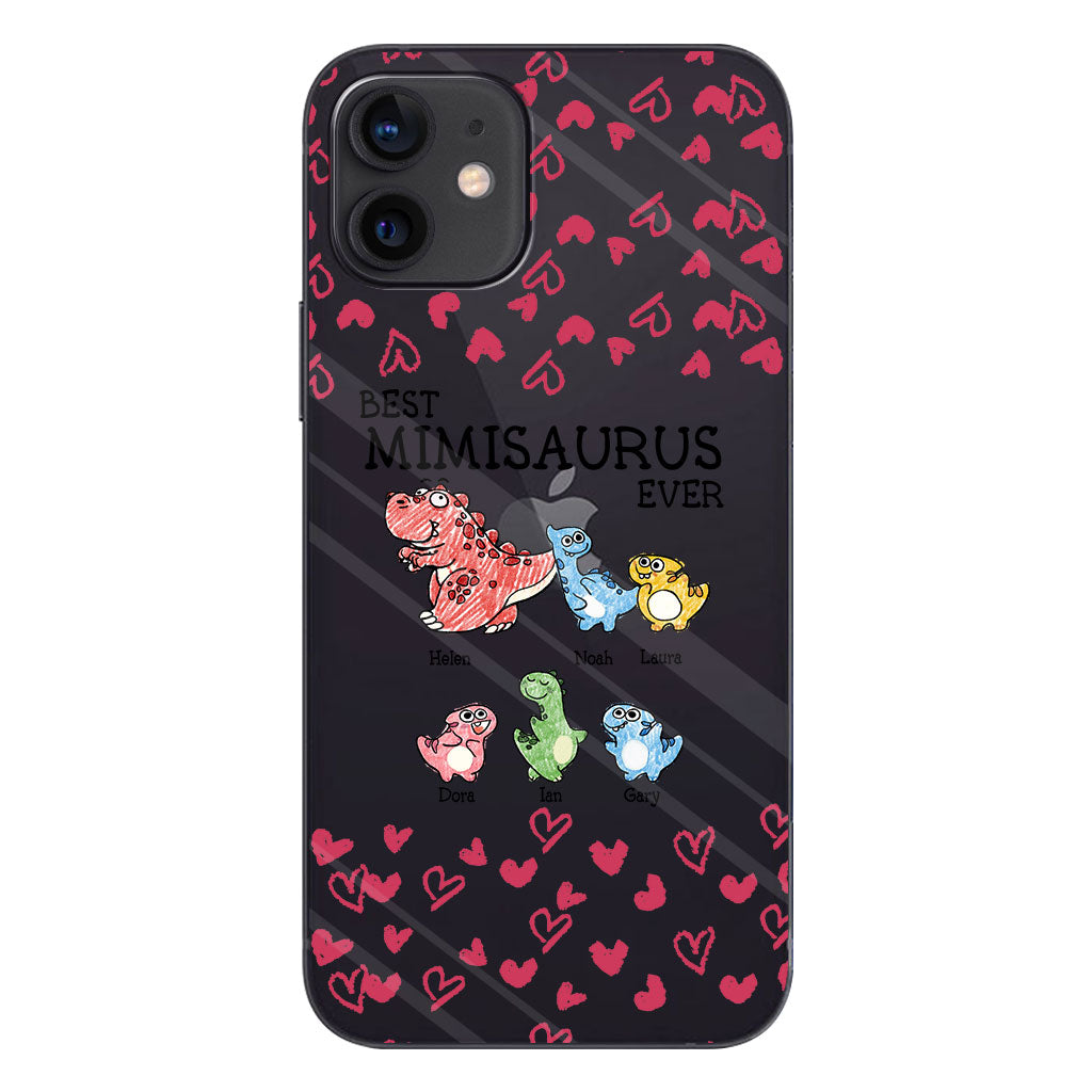 Der beste Mimisaurus aller Zeiten – Geschenk für Oma, Opa, Papa, Mama, Tante, Onkel – Personalisierte, transparente Handyhülle