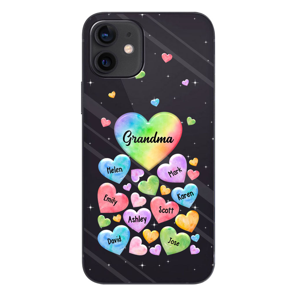 Colorful Heart Of Grandma Mother - Gift for grandma, grandma, mom - Personalized Clear Phone Case
