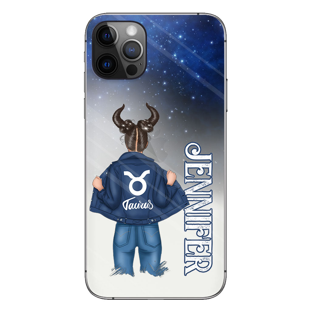 Zodiac Denim Girl - Personalized Horoscope Clear Phone Case
