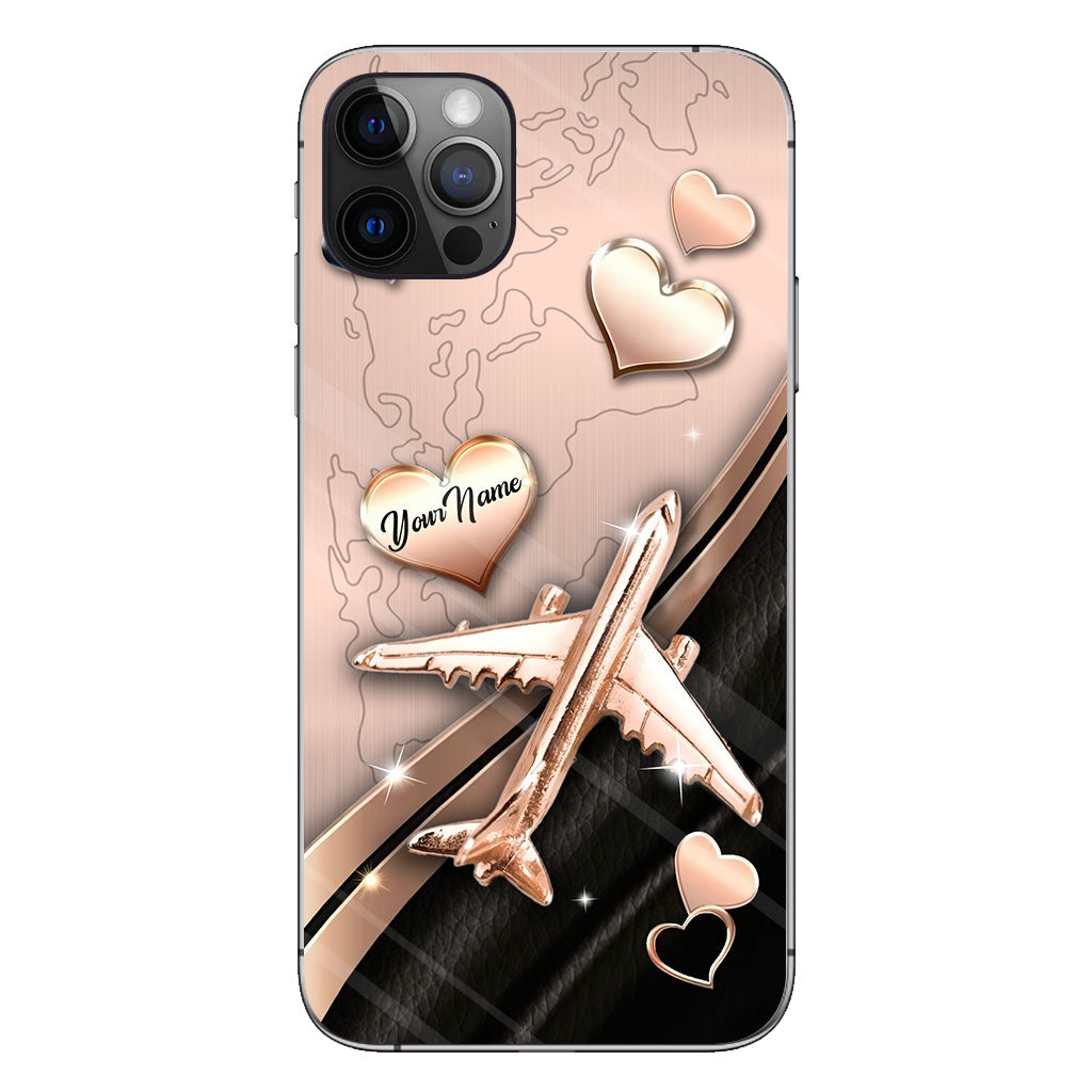 Airplane Rose Gold - Personalized Travelling Phone Case With 3D Pattern Print