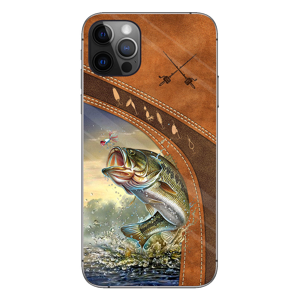 Fishing Lovers - Personalized Phone Case With Leather Pattern Print