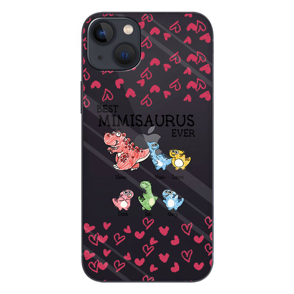 Der beste Mimisaurus aller Zeiten – Geschenk für Oma, Opa, Papa, Mama, Tante, Onkel – Personalisierte, transparente Handyhülle